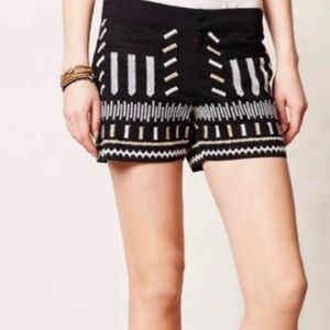 Anthropologie black embroidered shorts size 6